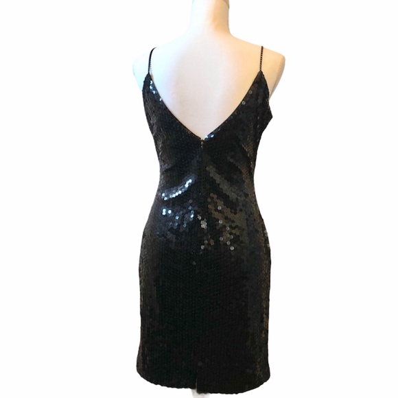 Niteline Black Sequin V Neckline and V Backline Studded Dress Women’s size 8 - Picture 3 of 12